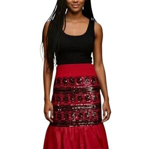 Anthropologie Moulinette Soeurs Suelta Sequin Ruffled Skirt Goth Vamp Steampunk